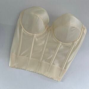 Dominique Ivory Satin Corset Bustier Bra Size 32B JL